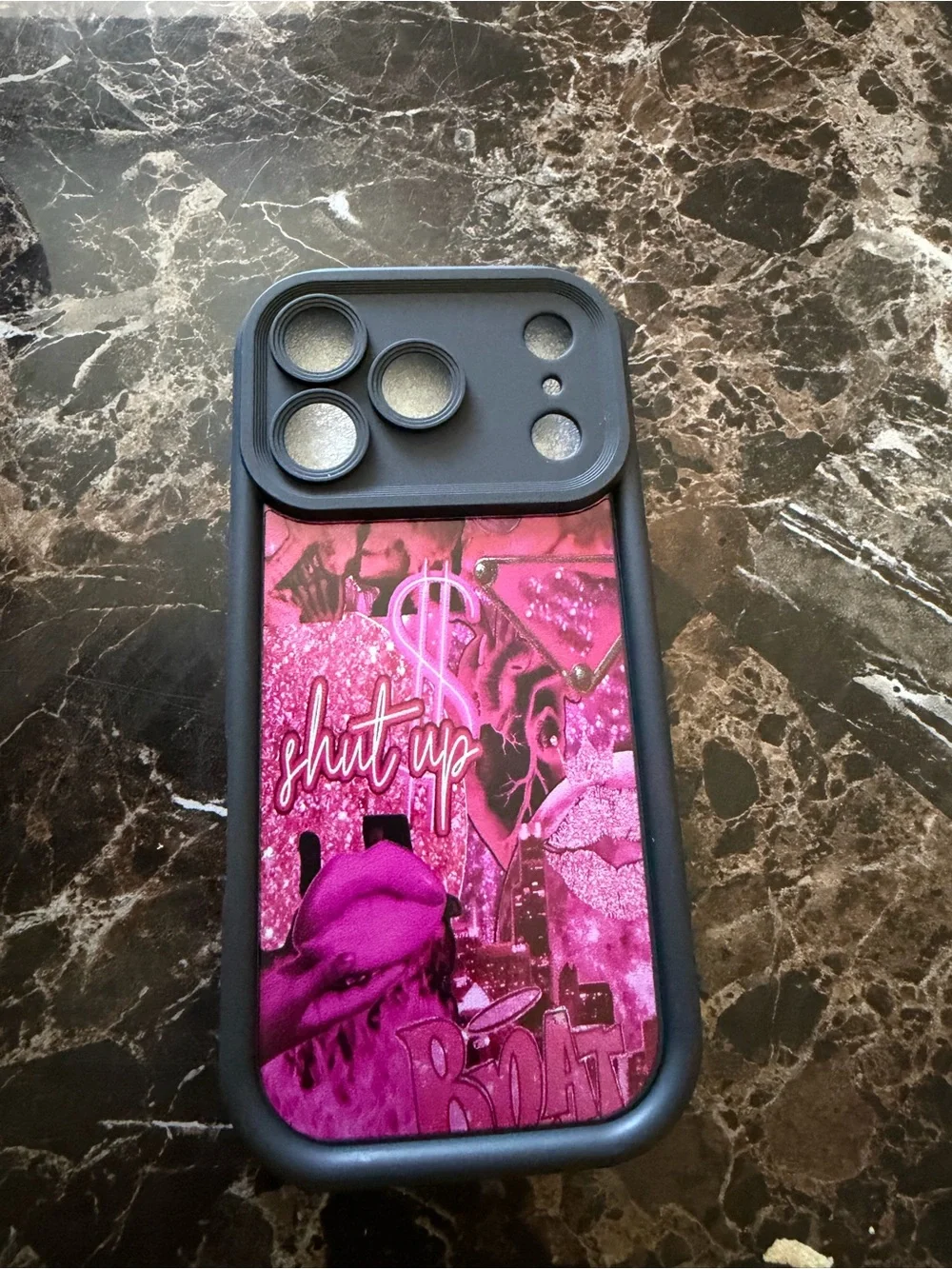 Stylish Pink Graphic Phone Case for iPhone - Bold Hot Pink Design